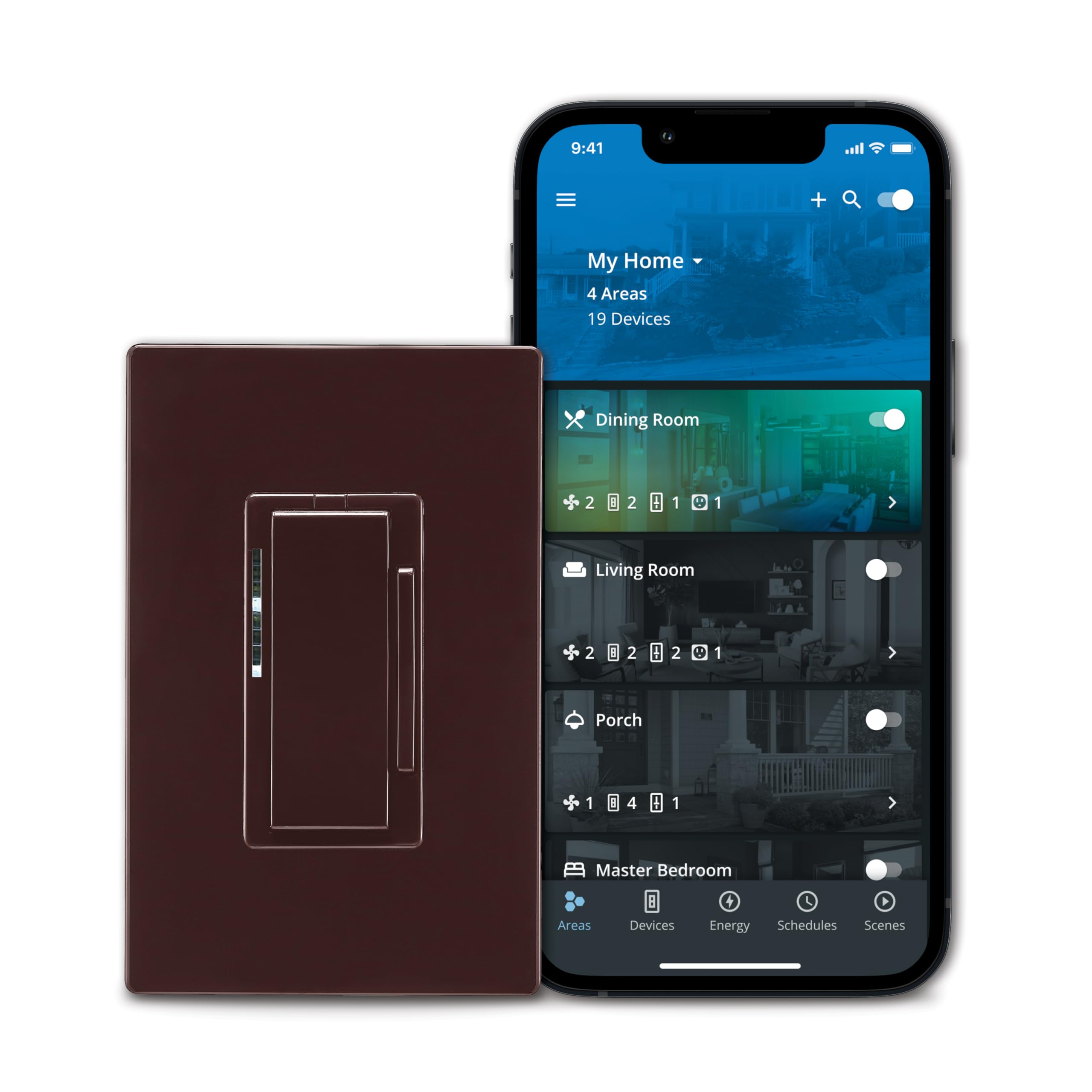 Photo 1 of Eaton EWFD30-C7-BX-L Wi-Fi Smart Universal Dimmer Compatible with Alexa and Google Assistant, Color Change Kit (Brown/Black/Gray)