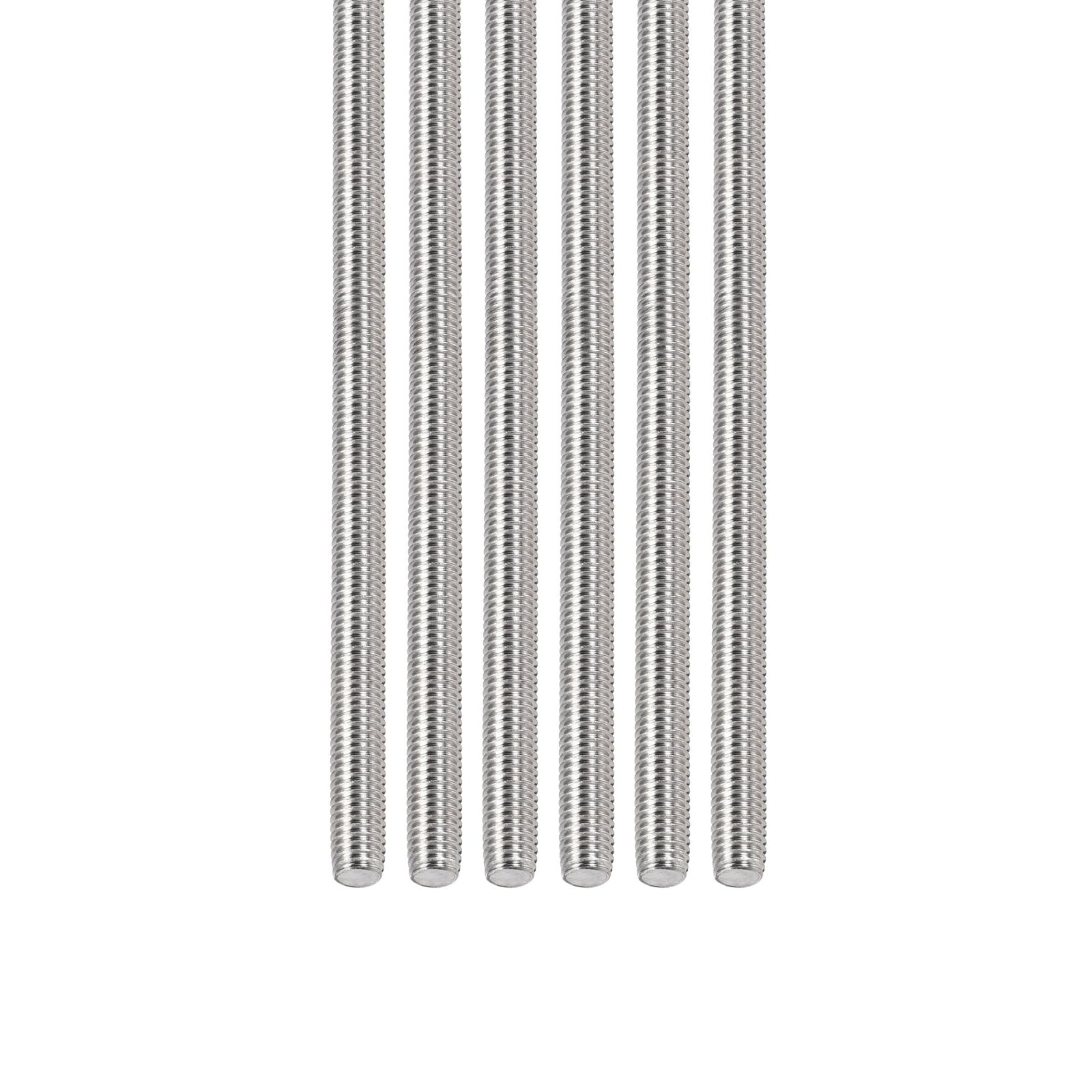 DTGN M5x0.8x100mm(DxPxL) Fully Threaded Rod - 6Pack - Good for Machinery - 304 Stainless Steel Right Hand Thread Rods Bar Studs - Silver
