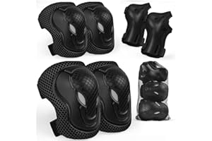 Wujzkisster 6 in 1 Adjustable Wrist Guard Knee and Elbow Pads for , Gear Set for Inline Roller Skating Skateboarding Scooter 