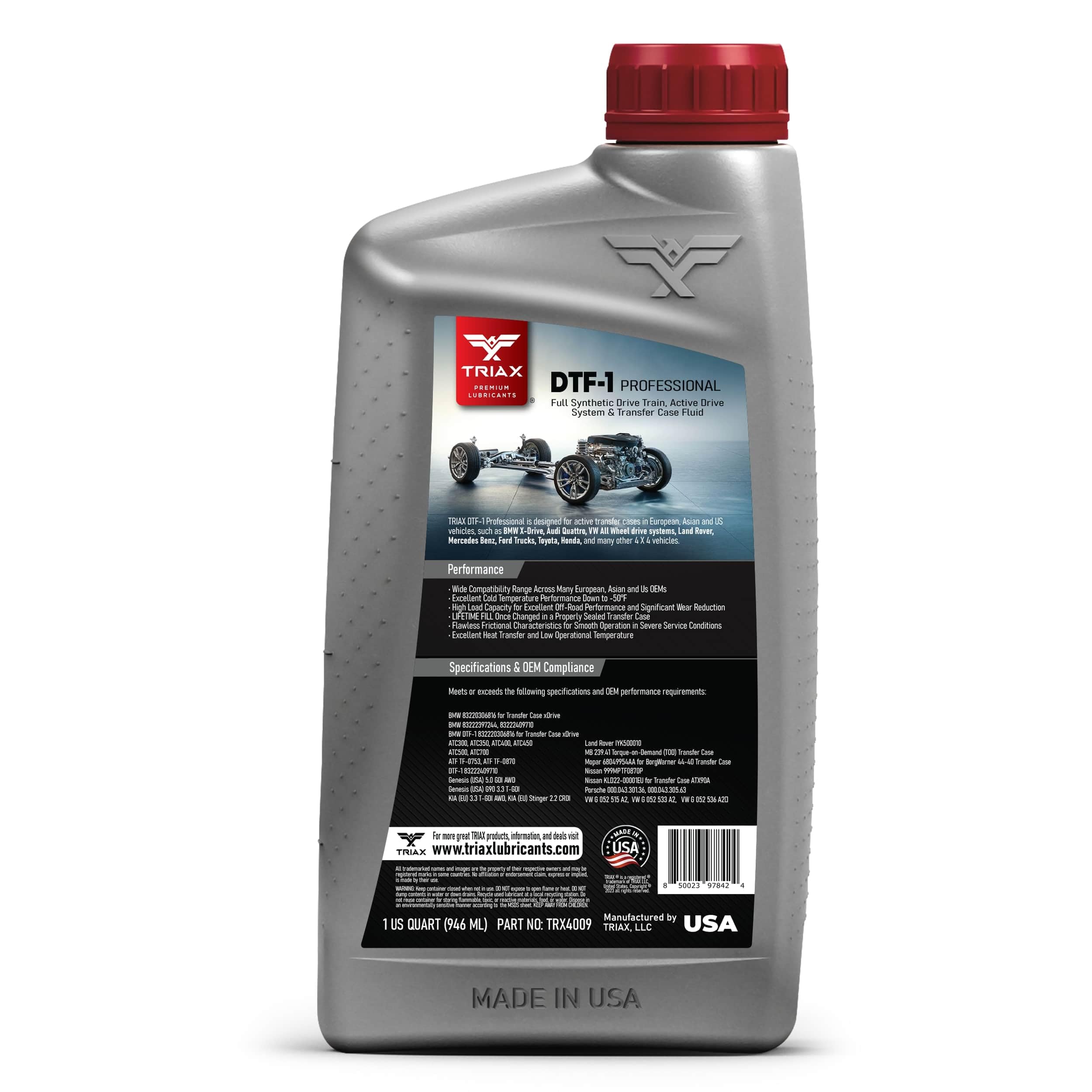 TRIAX DTF-1 Verteilergetriebeöl vollsynthetisch - Für BMW xDrive Audi Quattro Porsche VW AWD- und 4x4-Systeme 0,946 L (1 Quart) 2