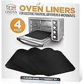 Toaster Oven Liners for Bottom of Oven (4 Pack) Reusable Non-Stick Heat Resistant Toaster Liners, Compatible with Breville, Cuisinart, Black &amp; Decker, Dash, and More - Air Fryer Liners 12"x12" (Black)