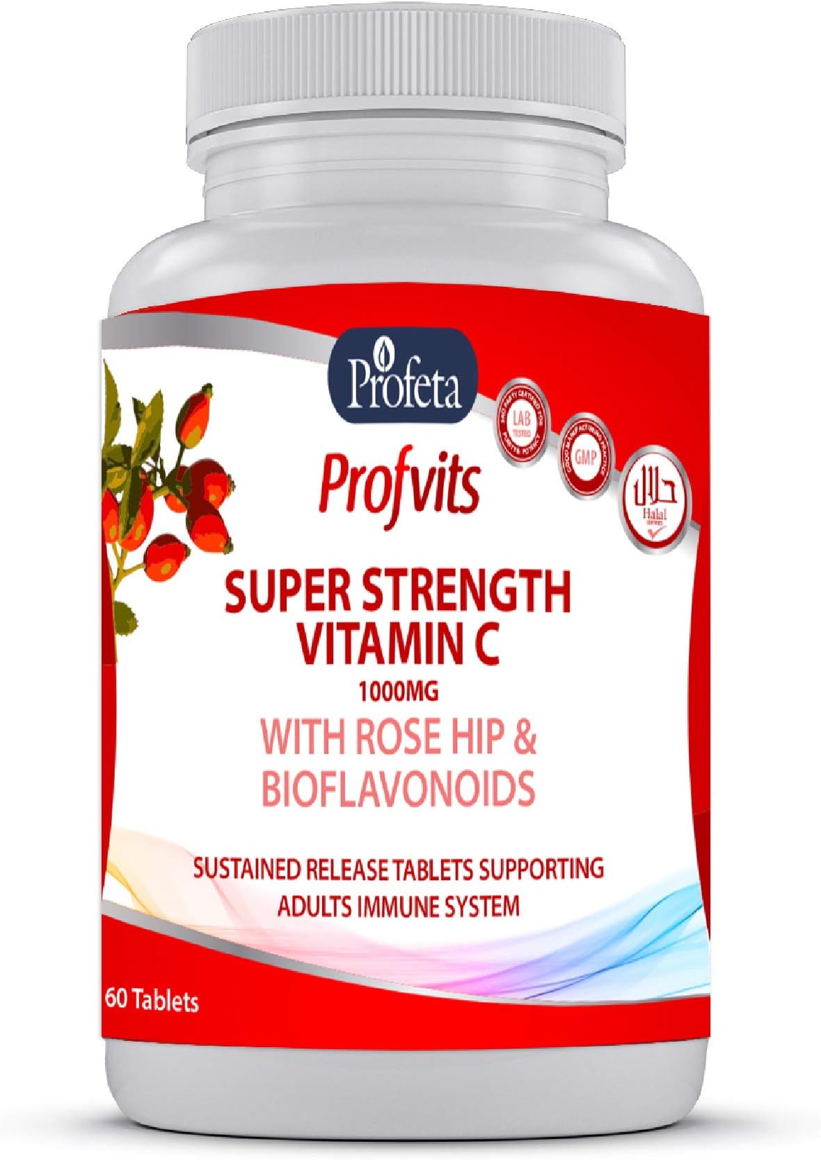 ProfVits Vitamin C & Rose Hips Slow Release Capsule (60 Capsules) | Halal Certified | Slow Release