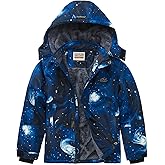 WULFUL Boy's Waterproof Ski Jacket Warm Fleece Hooded Winter Snow Coat