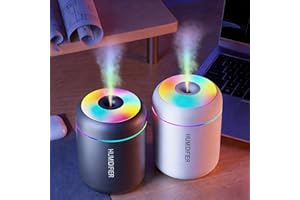 Mini Portable Humidifier with Colorful LED Night Light, USB Personal Desktop Humidifier for Car, Home, Office & Travel, Auto 