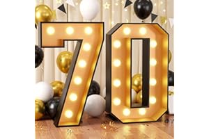 BIAPIAN 4FT Marquee Light Up Numbers 70,Black Gold Giant Marquee Mosaic Numbers Frame Marquee Numbers for 70th Birthday Decorations, Birthday Party,Mosaic Number 70,DIY Frame Pre-Cut Foam Board Kit