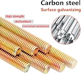 Qrity M10 x 60mm Carbon Steel Full Threaded Rods Bar Studs Coloured Zinc 10Pcs view 3
