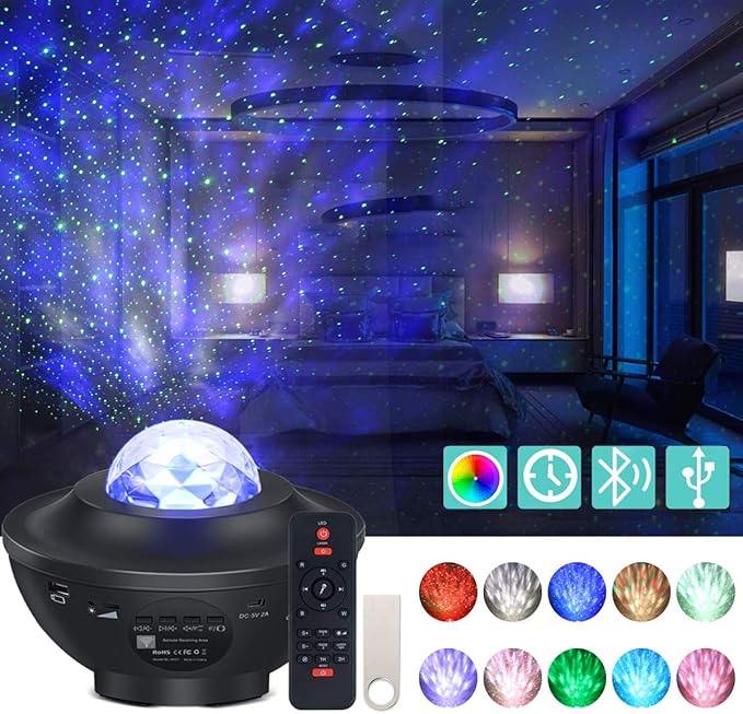 LED Projecteur Étoiles Rotatif, Ruixin Veilleuse Lampe Projecteur