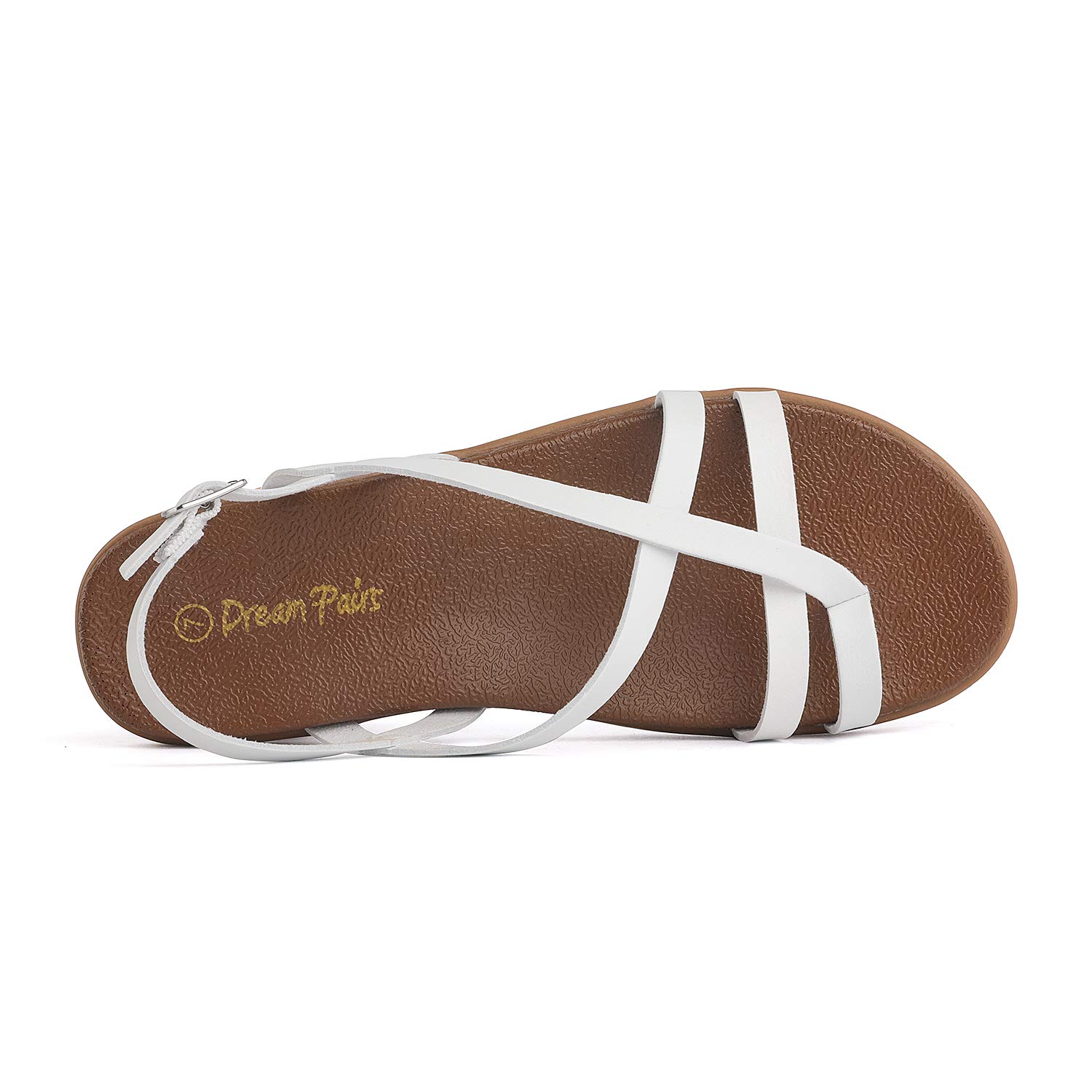 DREAM PAIRS Women's Slingback Flat Sandals Size 8 M US White Dumbo-Slim - Image 4