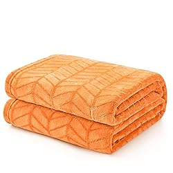 Excervent Soft Brushed Flannel Throw Blanket Orange