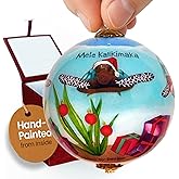 Adorable Sea Turtles Celebrate Christmas Hand Painted Hawaiian Ornament