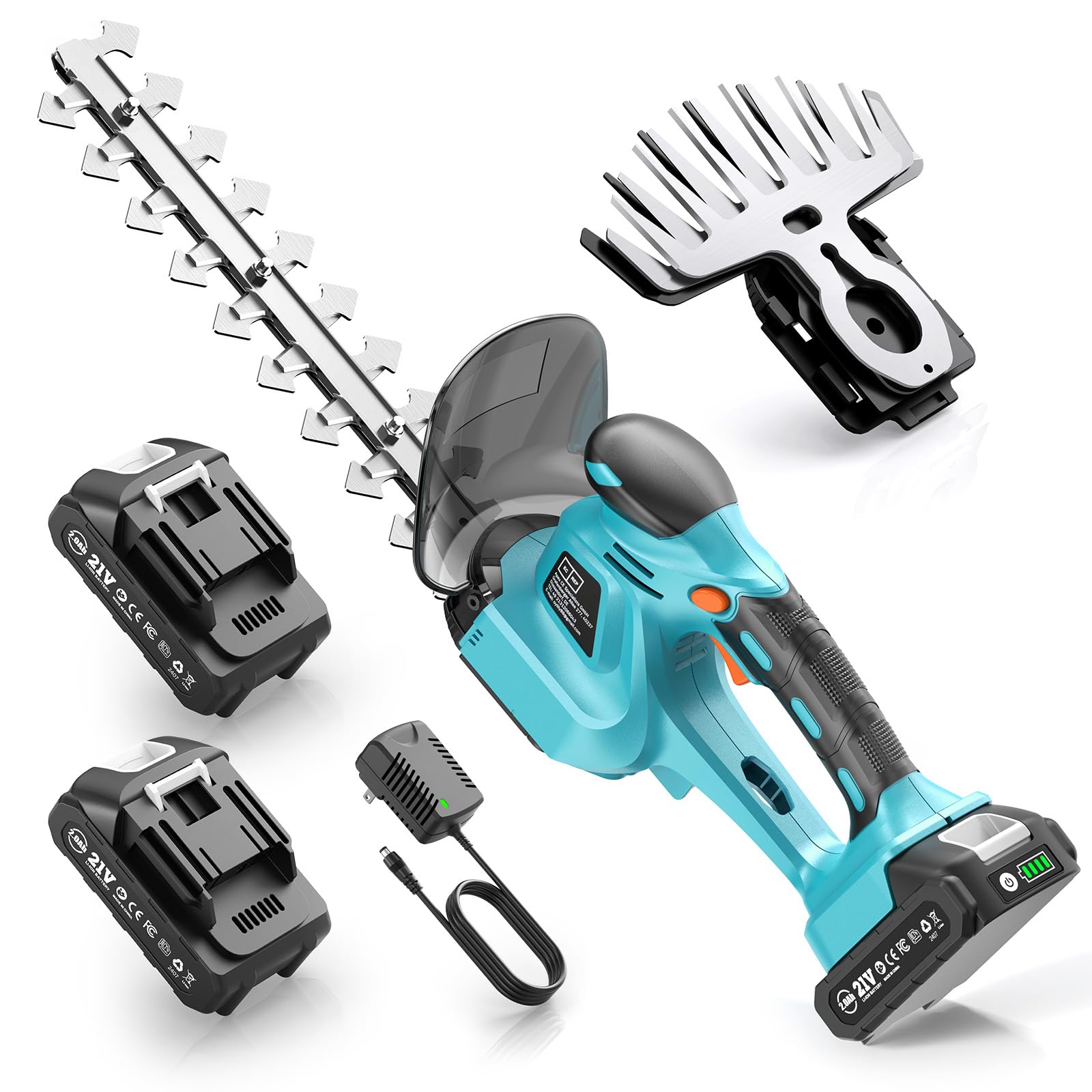 Photo 1 of SEESII 2-in-1 Brushless Hedge Trimmers: Cordless Grass Shears with Dual 2.0 Ah Batteries, 6" Electric Bush Shrub Trimmer with Dual Action Blade, Handheld Grass Cutter for Yard Garden, Lawn Pruning