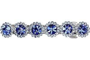 Faship Gorgeous Blue Rhinestone Crystal Floral Small Hair Barrette Clip