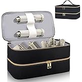 Sambois Travel Carrying Case for Shark Flex Style, Double Layer Storage Case for Shark SpeedStyle Hair Dryer Attachments, Waterproof PU Leather Organizer Bag for Shark Flexstyle Airwrap Styler (Black)