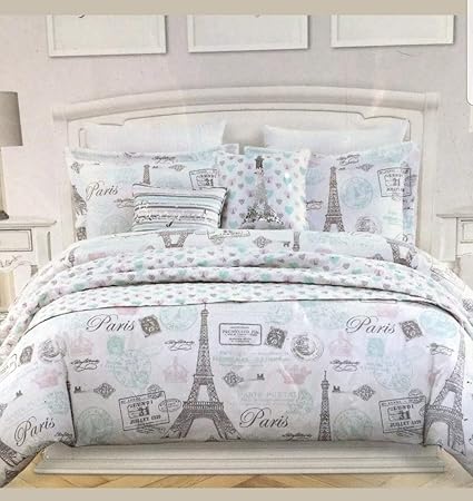 Nicole Miller Full Queen Comforter Set Paris Eiffel Tower French