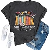 TUPOSU Womens Book Reader Shirt Reading Teacher T-Shirt Wildflower Librarian Tee Tops