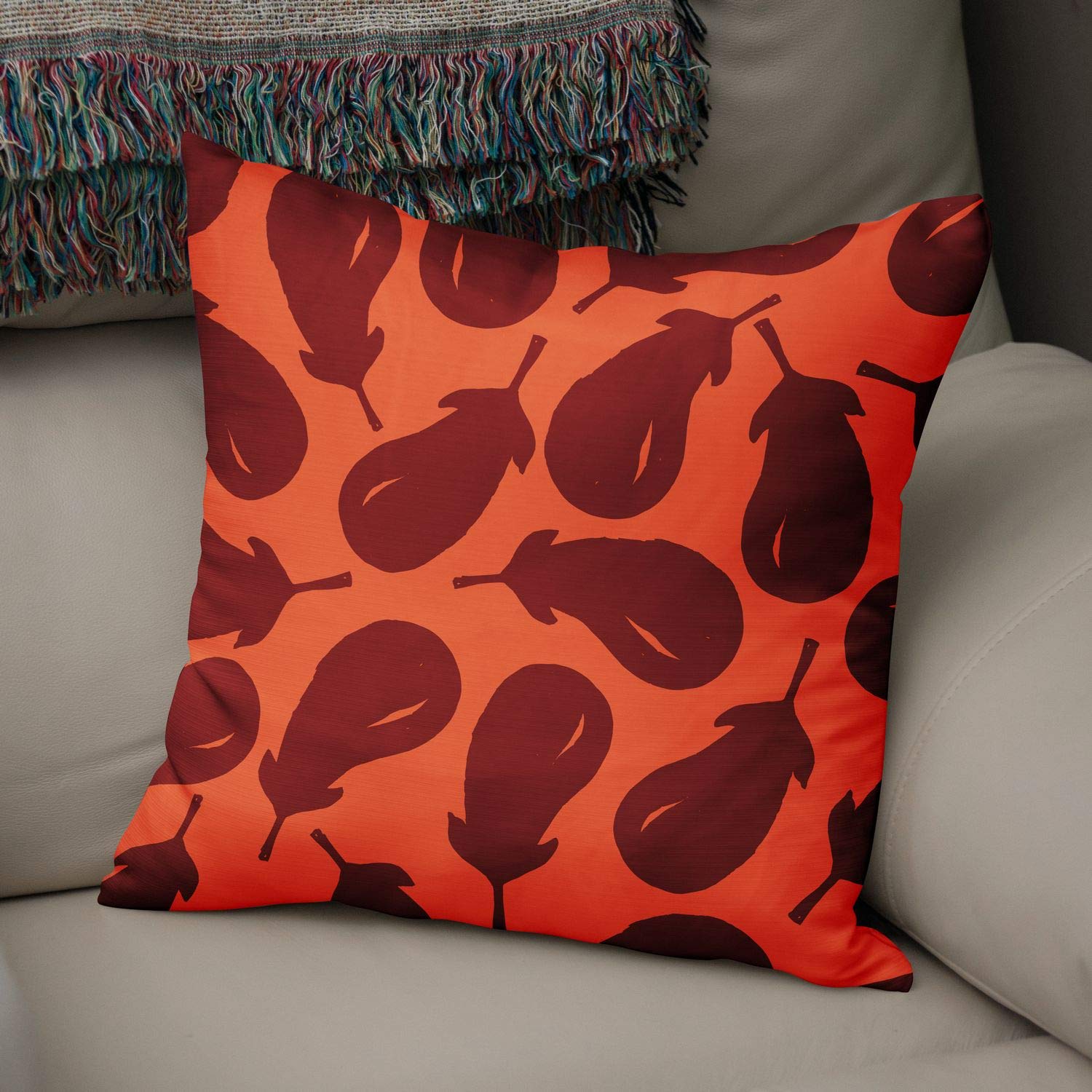 Bonamaison Decorative Cushion Cover Orange & Bordeux, Throw Pillow Covers, Home Decorative Pillowcases for Livingroom, Sofa, Bedroom, Size: 50x50 Cm - Designed and Manufactured in Turkey