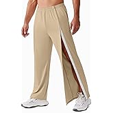 Deyeek Tear Away Pants for Men Open Bottom Side Snap On Sweatpants Baggy Post Knee Hip Leg Surgery Recovery Pant with Pockets