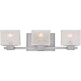 Quoizel Melody 3-Light Brushed Nickel Vanity Light with White Sandblasted Glass Shades, Transitional Style Wall Light for Bat