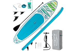 FEATH-R-LITE Inflatable Paddle Board Stand Up Paddleboards for Adults SUP with Premium Accessories Pump, Adjustable Paddle, Leash, Three Fins, Backpack