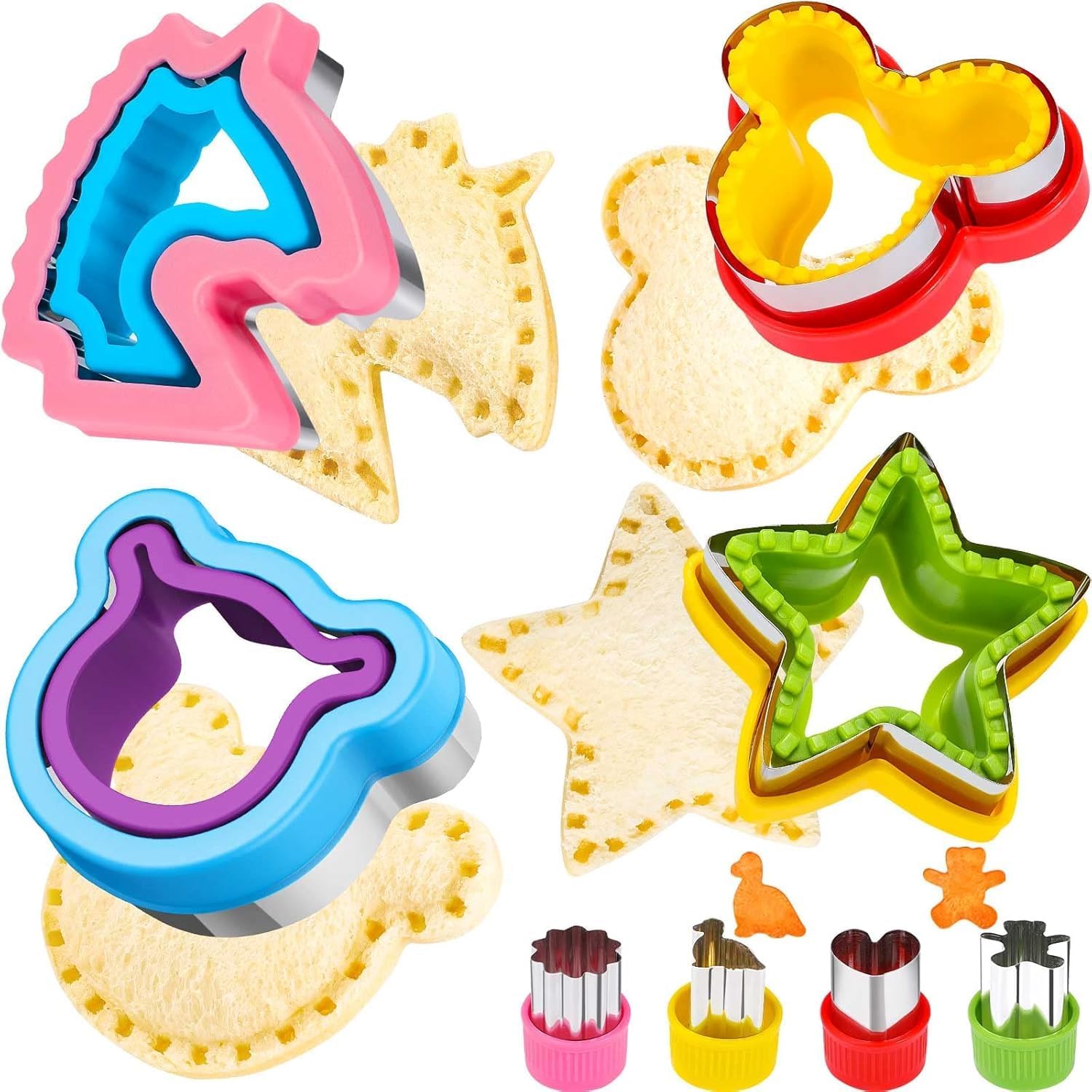 Photo 1 of HINZER 8 Pcs Sandwich Cutter Maker, Bear Mouse Unicorn Star Shape Sandwich Cutters for Kids Lunch, Bread Decruster Sandwiches Cruster Fruit Cutters Cookie Mold for Boys Girls Bento Box