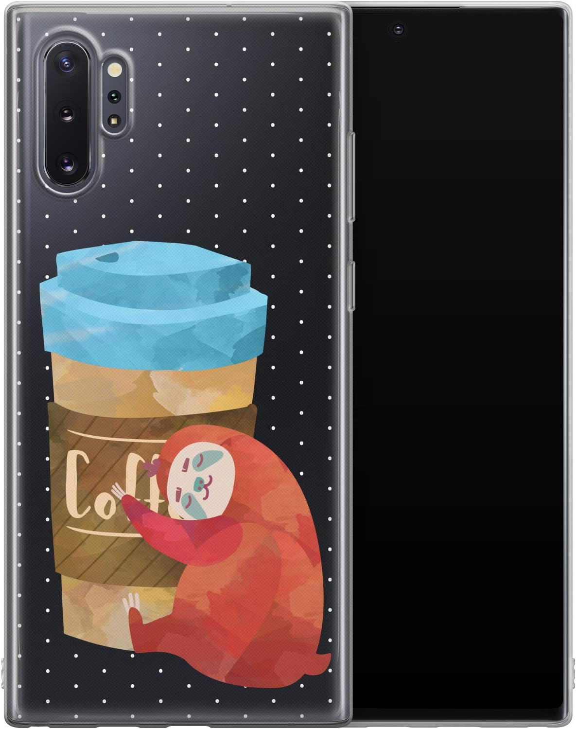 Vonna Phone Case for Samsung Galaxy A20e A91 5G A80 A70 A60 A50s A30 A51 Girl Morning Coffee Design Print Teen Animal Lazy Yellow Lightweight Cover Sloth Flexible Slim fit Smooth Soft Funny a383