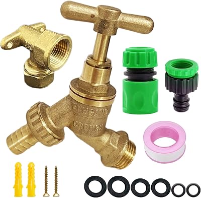 YAAVAAW Outdoor Garden Tap Kit 1/2 Inch BSP Brass Wall Plate Fixture