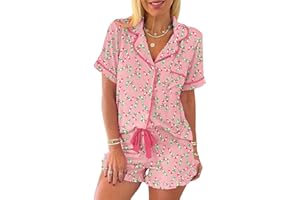 KevaMolly Womens Christmas Lounge Sets Candy Cane Print Pocketed Knotted PJ Set Short Sleeve Xmas Top and Shorts