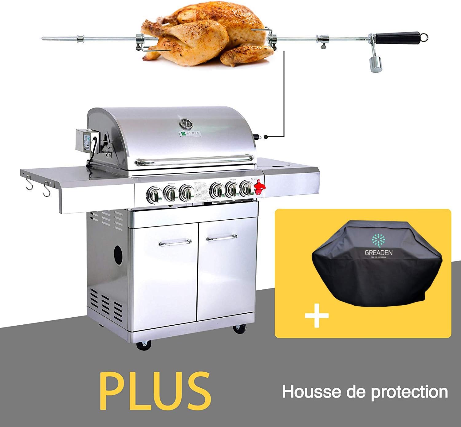 Rôtissoire de barbecue - OLL - Kit d'anneau de 57cm - Acier émaillé et
