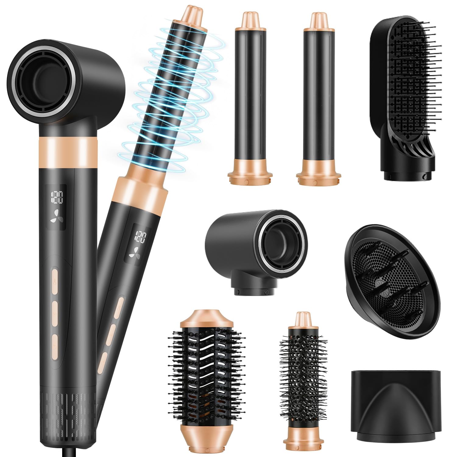 Photo 1 of JAMIEWIN 8 in 1 Hair Dryer Brush Set, Detachable Hot Air Wrap Hair Styler with 110,000 RPM High-Speed, Fast Drying - NO Heat Damage Blow Dryer Brush for Curling, Volumizing, and Straightening
