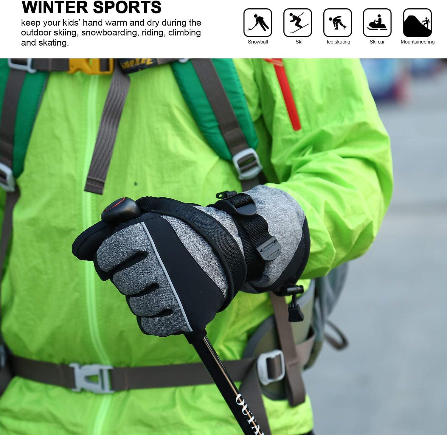 Andake Ski Gloves, Waterproof 3M Thinsulate TPU Membrane Women's Winter Gloves with Non-Slip PU Palms for Skiing, Snowboarding, Riding, Climbing and Skating : Sports & Outdoors