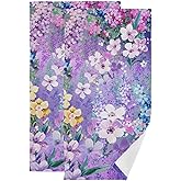 MATEKULI Purple Floral Hand Towels for Bathroom 2 Pack,Microfiber Soft Absorbent Garden Pink Wildflower Spring Nature Scenery Kitchen Towels,Decorative Bathroom Towels for Face,Hair,Bath 14"x28"