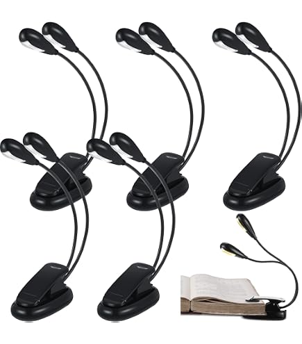 KunHe 5 Pack Music Lamp Reading Clip Lamp USB-C And AAA Battery Power Supply Included Three Color Temperatures Suitable For Band Users Reading Enthusiasts