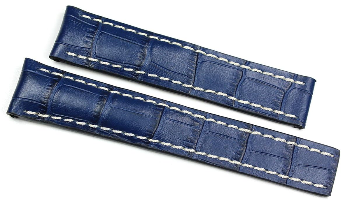 RIOS 1931 Uhrenarmband Für Breitling, 20mm, Kalbseder Alligator-Narbung, Braun – Mit Faltschließe