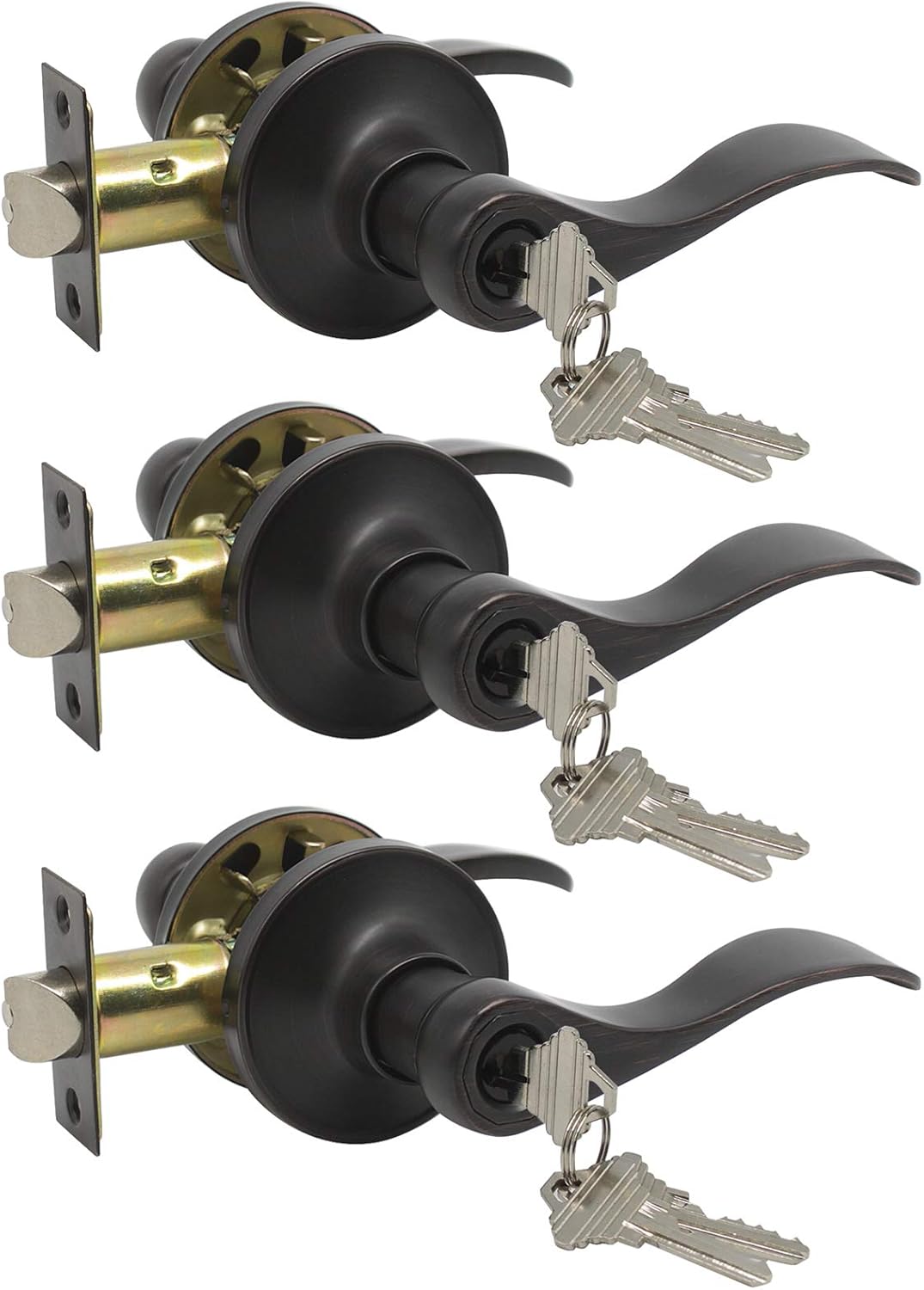 3 Entry/Exterior Door Locksets Oil Rubbed Bronze Finished, Universal