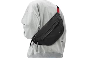 SUNMOP Fashion Large Crossbody Fanny Pack for Men Women,Waterproof Waist Bag fanny Packs belt bag sling bag with 5-Zipper Pockets,Carrying 7.9"phone,Black-Large