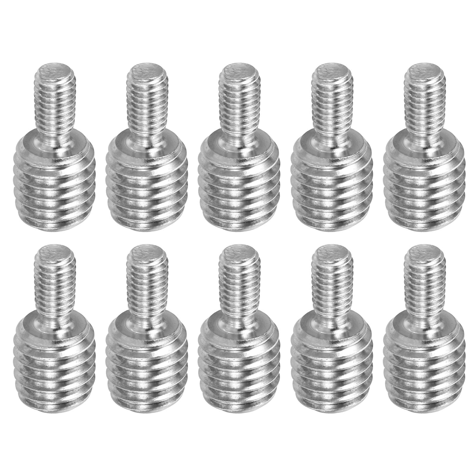 PATIKIL M5x10mm to M10x10mm Double End Threaded Stud Screw Bolt, 10 Pack 304 Stainless Steel Rod Bolts Thread Reducer Adapter for Furniture Fastener, Hardware Connectors