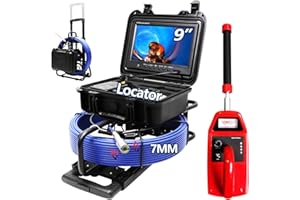 Gatebig Sewer Camera with Locator,165FT/50M,Retractable Handle and Wheels,7MM Cable, 9'' IPS Drain Inspection Camera with DVR,IP68 Plumbing Snake with 12 Lights for Home,Duct Pipe Inspection