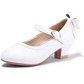 PANDANINJIA Girls Toddler/Little Kid Jada Dress Mary Jane Pumps Bow Low Heels Party Wedding Princess Shoes