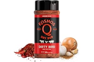 Kosmos Q Dirty Bird BBQ Dry Rub, Sweet and Spicy Seasoning with Brown Sugar, Red Pepper, Garlic & Paprika For Chicken Wings, Ribs, Pulled Pork, Dry Rub For Smoking & Grilling, 11 Oz Shaker Bottle
