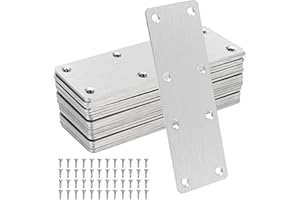 MAHIONG 20 Pack 5-1/2 x 2 Inch Flat Mending Plates, Stainless Steel Flat Straight Brace Repair Fixing Brackets with Screws, Mending Joining Plates for Furniture Repairing, 1.9 mm Thickness