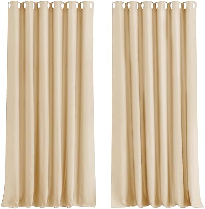 Aspire Homeware Blackout Curtains 90x90 Cream Eyelet Ready Made 2 Panel
