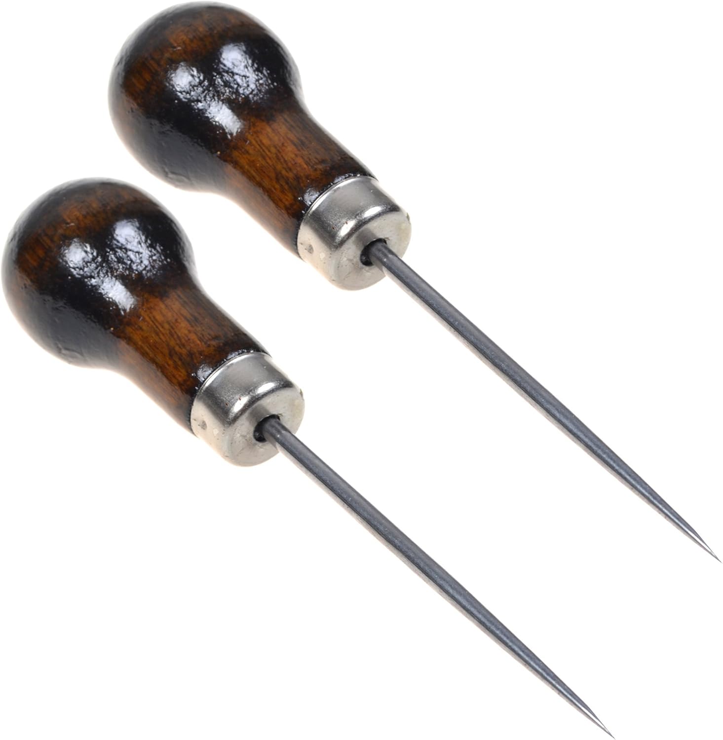 Cosmos Pack of 2 Gourd Shape Leather Craft Cloth Wood Handle Scratch Awl Tool Pin Punching