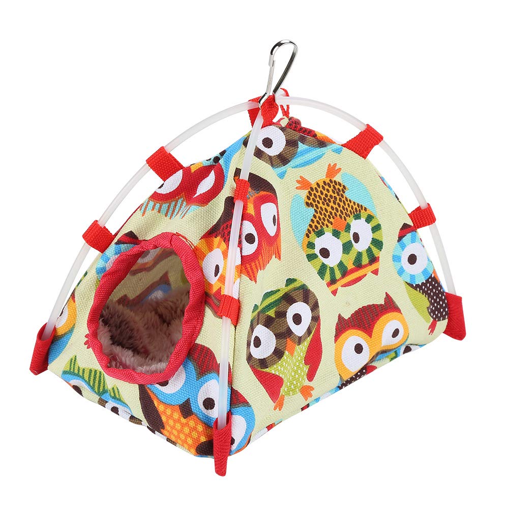 Sheens Parrot Hut Windproof House Bird Hanging Hammock Toy for Parakeet Cockatiel Cockatoo Conure[Owl S]