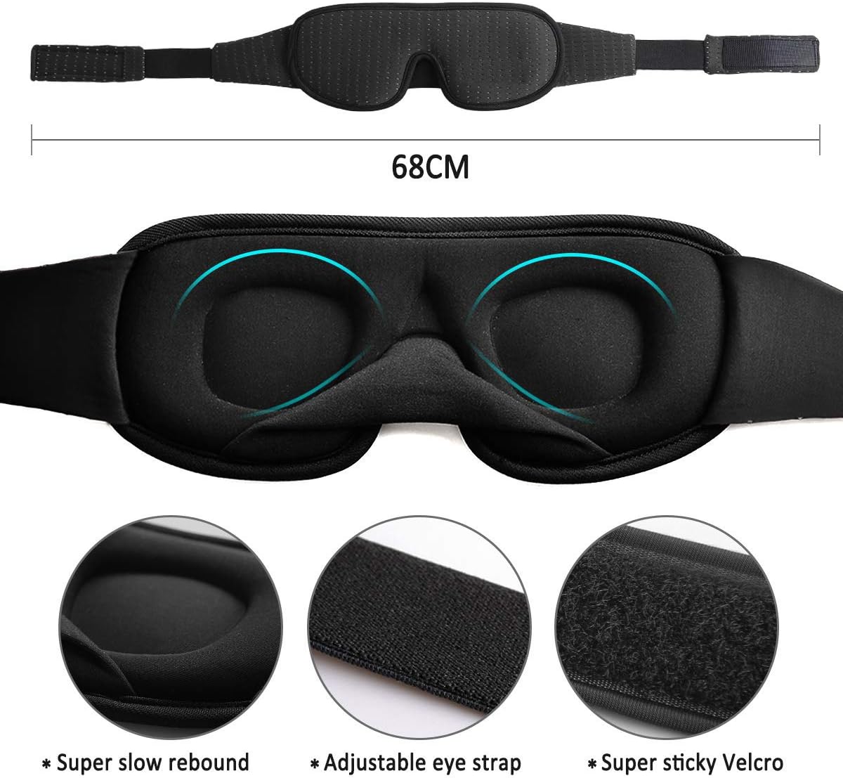 LEEKEN 3D Sleeping Eye Mask - 100% Lights Blockout Sleep Mask for Men Women, Cool Sports Fabric Eye Cover for Travel/Nap/Night Sleeping,Comfortable and Breathable … (Mesh-Black): Health & Personal Care