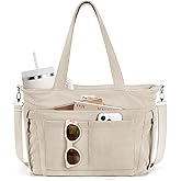 Bagstellar Corduroy Tote Bag for Women, 17 Pockets Laptop Work Tote Bag Lightweight Teacher Nurse Bible Bag for School Travel | with 40oz Cup Holder, Multi Compartment, Zipper Crossbody Bag, College Shoulder Bag, Daily Purse w/ Strap, Ideal Gift for Women