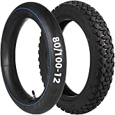 yeesport 3.00-12 Dirt Bike Tire 80/100-12 Street Tire Motorcycle Tube Set | Matching inner tube with valve, reinforced rubber and open knobby tread for 12-inch rear rims, pit bikes and motocross use