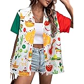 Cinco De Mayo Shirt Women Mexico Mexican Party Hawaiian Shirt Funny Button Down Shirt Short Sleeve Button Up Blouse Tops