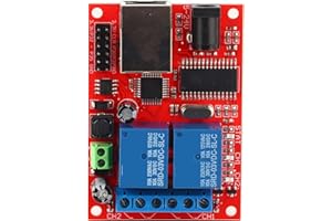 JECTSE LAN Ethernet Controller Module, TCP/UDP Controller Module with 2-Way Relay Board Delay Switch DC(5-24V) for Replacement of Web Server Electronic Kit Circuit Board
