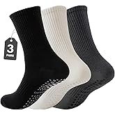 kepiibi 3 Pairs Pilates Socks with Grips for Women, Non Slip Yoga Grip Socks, Grippy Ballet Barre Socks for Dance Hospital