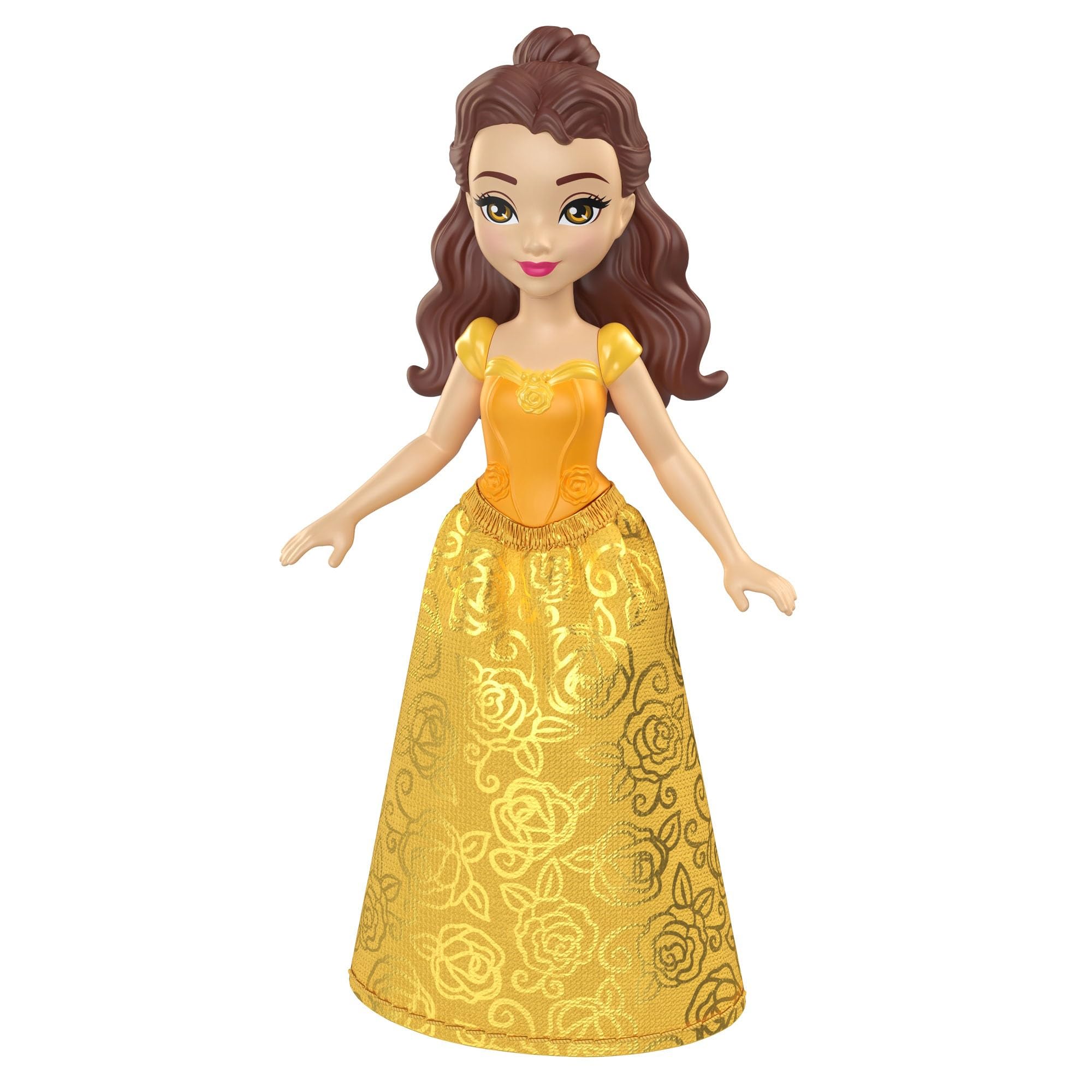 Mattel Disney Princess Toys, Small Dolls, Belle Posable Doll with Sparkling Clothing Inspired by Disney Movie, Gifts for Kids, HLW78